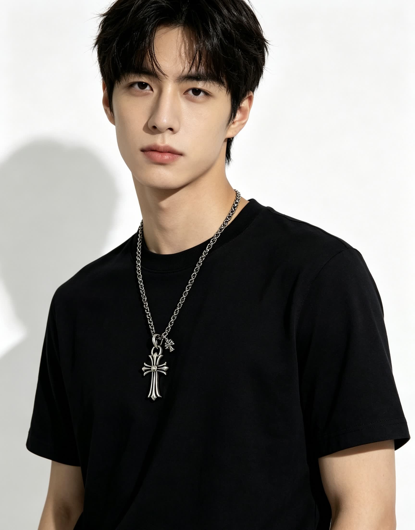 Chrome Hearts Silver Cross Pendant Necklace